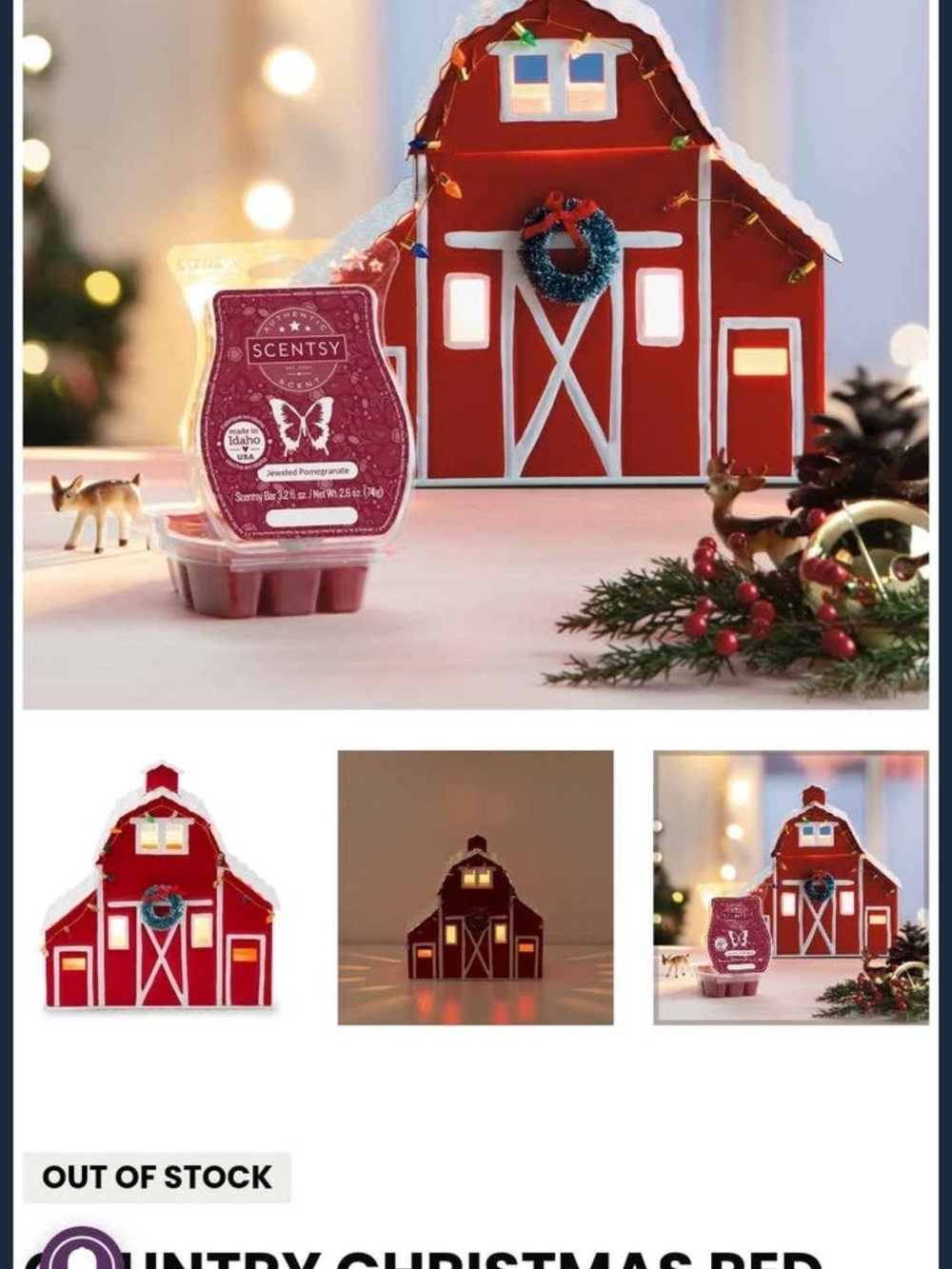 Scentsy Red and White Holiday Barn Warmer